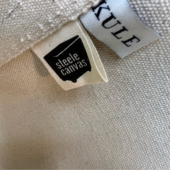 KULE The All Over Striped Tan, Navy Canvas Tote - Picture 4 of 10